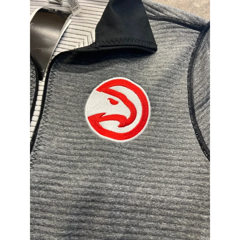 Adidas Atlanta Hawks NBA Mens Medium Climalite Twist 1/2 Zip Pullover Gray Black
